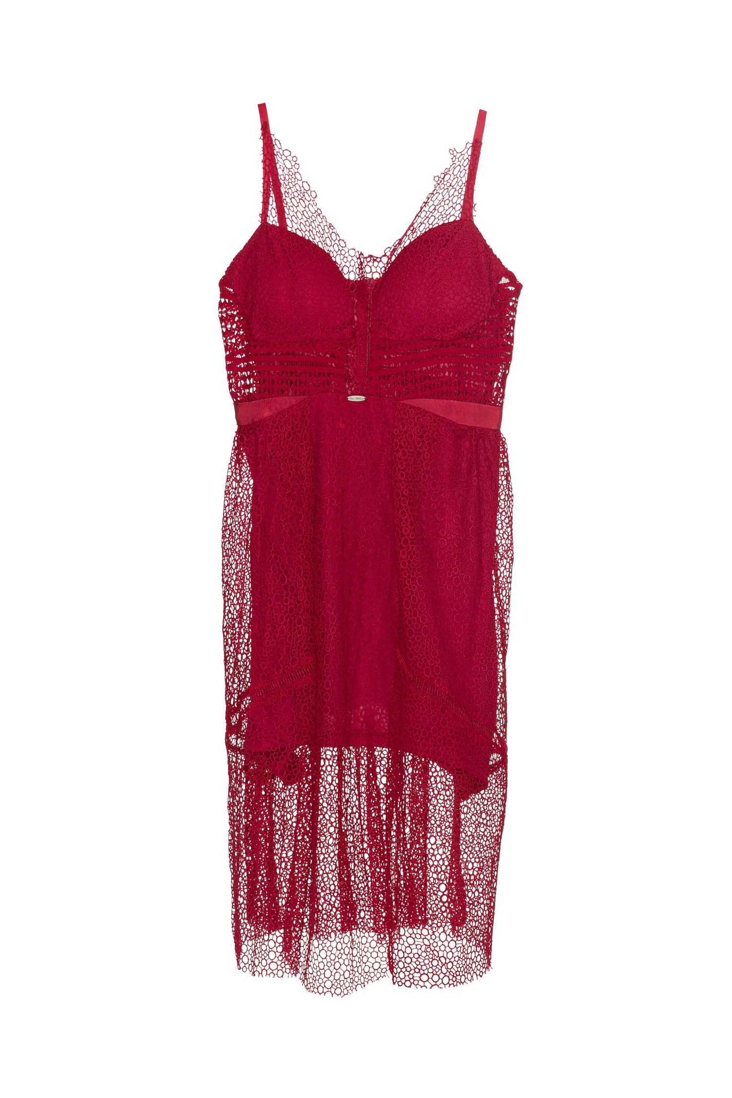 Sexy transparent lace burgundy dress | Eireen | Veromilano